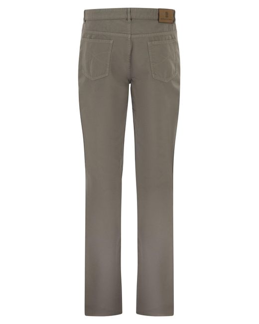 Brunello Cucinelli Gray Garment-Dyed Five-Pocket Trousers for men