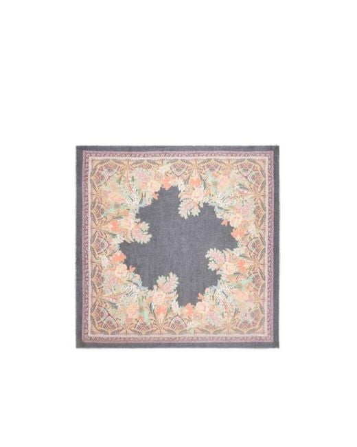 Etro Multicolor Floral Paisley Printed Fringe-Trim Scarf