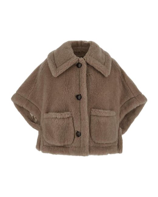 Max Mara Brown Teddy Short-Sleeve Cropped Jacket