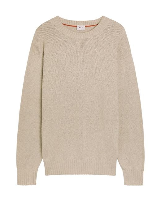 Tod's Natural Crew-Neck Cotton-Knit Jumper for men