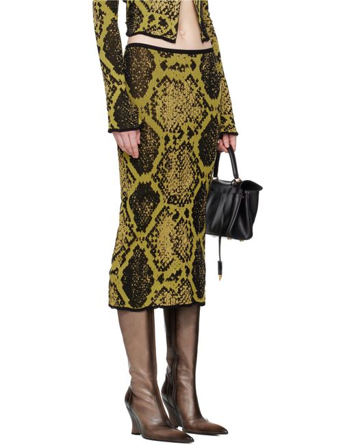 The Attico Green Python Jacquard Skirt