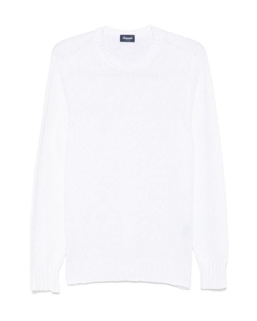 Drumohr White Cotton Sweater for men