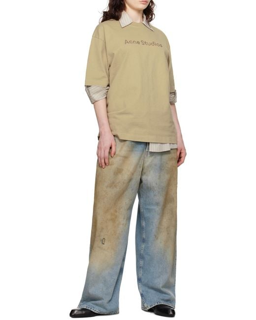 Acne Natural Logo Studded Crewneck T-Shirt for men