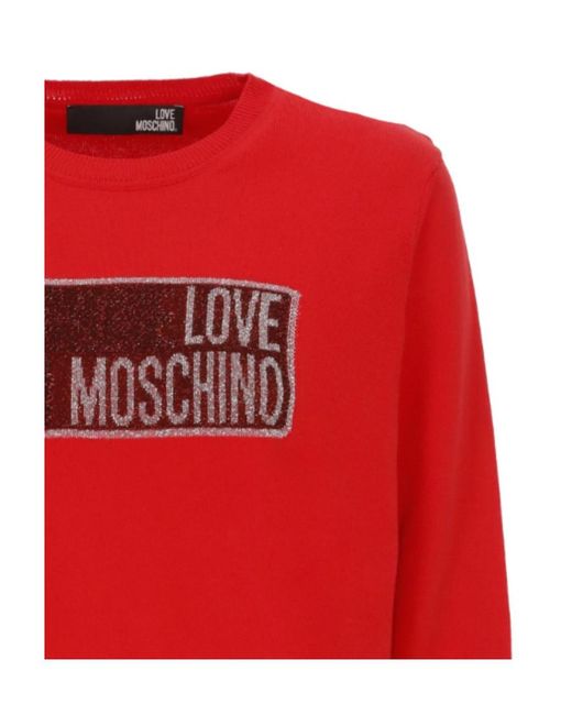 Moschino Red Logo Round-Necked Sweater