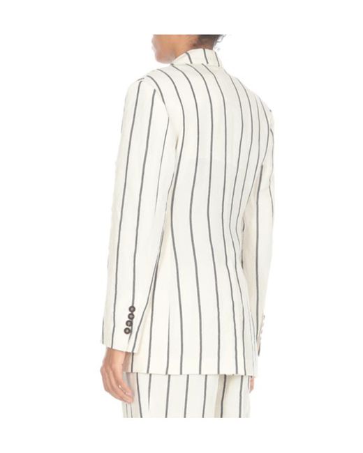 Brunello Cucinelli White Striped Tailored Blazer