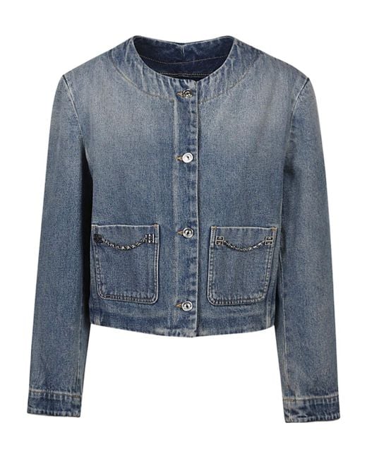 Givenchy Blue Chain-Detailed Denim Jacket