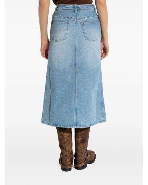 A.P.C. Blue Front Slit Denim Skirt