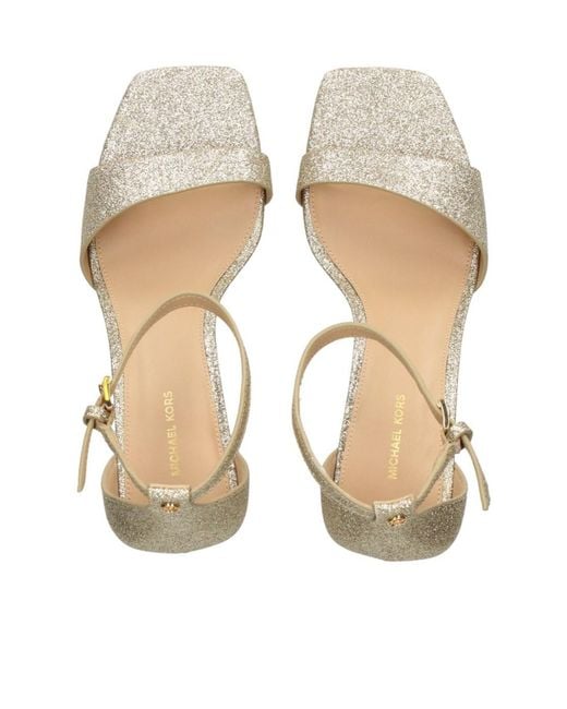 Michael Kors Metallic Michael Glitter Buckle-Fastened Sandals