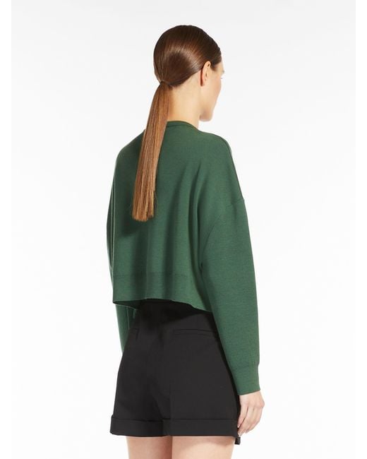 Max Mara Green Monogram-Jacquard Cropped Jumper