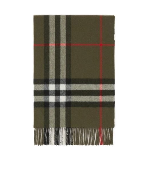 Burberry Green Vintage Checked Fringed Scarf for men