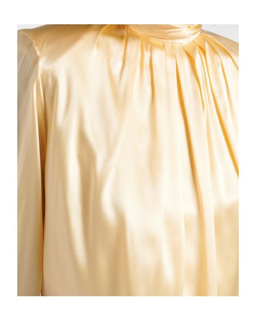 Mugler Natural Draped Silk-Blend Satin Top