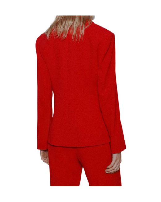 Marella Red Semi-Fitted Envers Satin Blazer