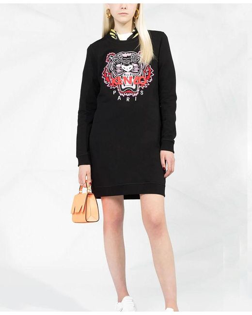 KENZO Black Logo Embroidered Mini Dress