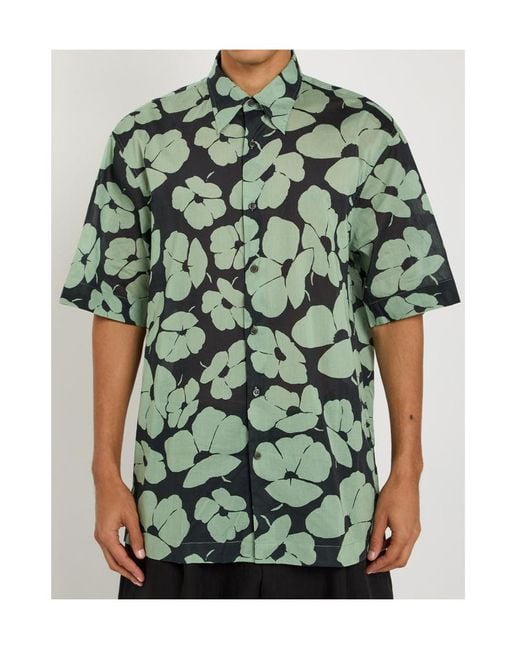 Dries Van Noten Green Corbino Floral Cotton Shirt for men