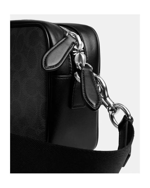 COACH Black Charter Pattern Strap Tote Bag for men