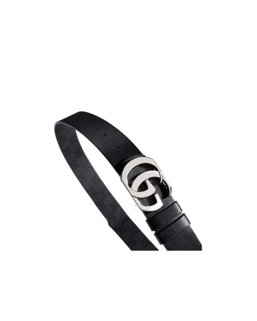 Gucci White Logo Plaque Monogrammed Belt for men