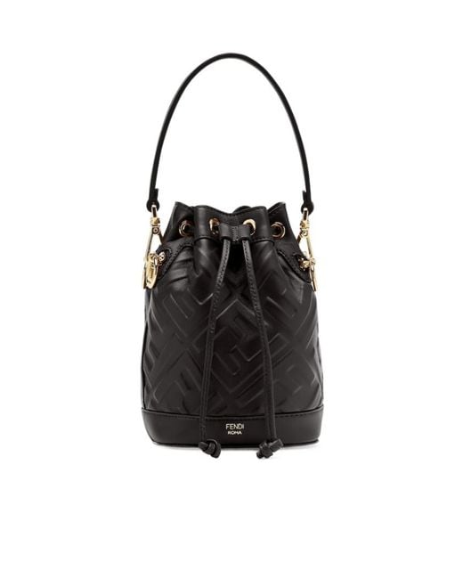 Fendi Black Mon Tresor Ff-Motif Bucket Bag