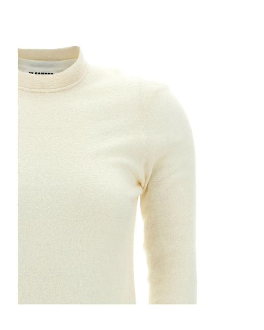 Jil Sander White Crewneck Knitted Maxi Dress