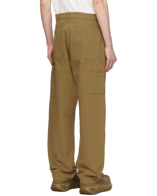 Moncler Green Cotton Canvas Trousers for men