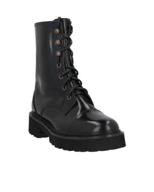 Dolce & Gabbana Black Minimal Shiny Leather Combat Boots