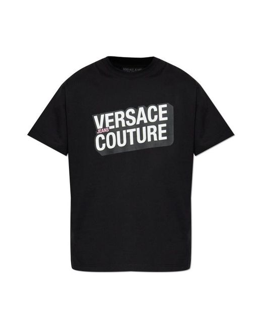 Versace Jeans Black Couture Logo Print T-Shirt for men
