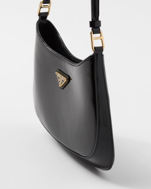Prada Black Cleo Logo Plaque Shoulder Bag