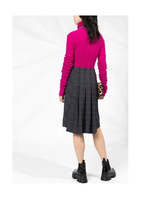 Chloé Gray Checked Pleated Skirt