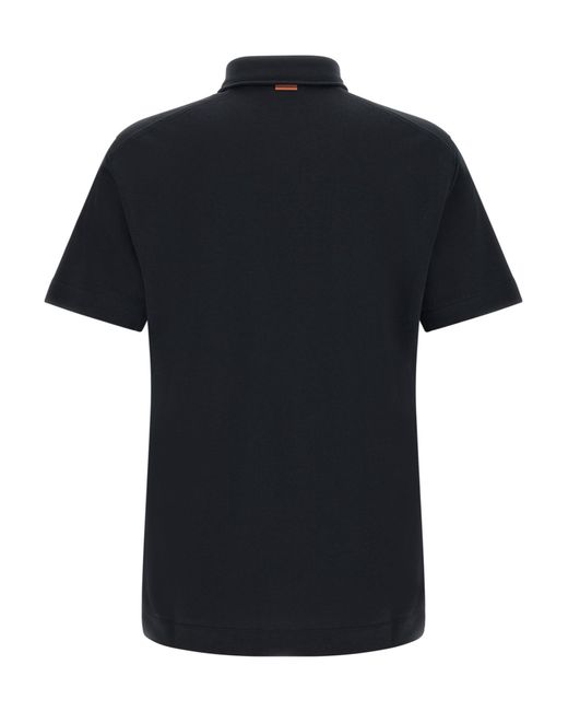 Zegna Black Chest Pocket Short-Sleeved Polo Shirt for men