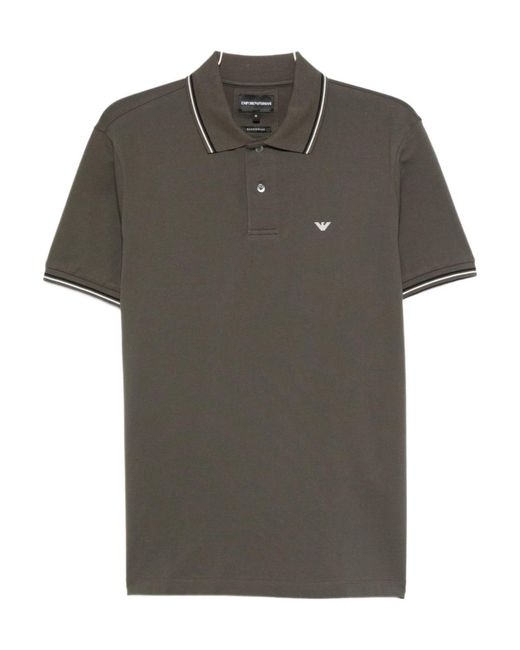 Emporio Armani Green Logo-Motif Polo Shirt for men