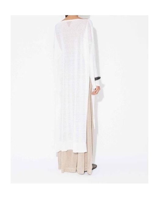 Alaïa White Linen-Silk Kaftan Dress
