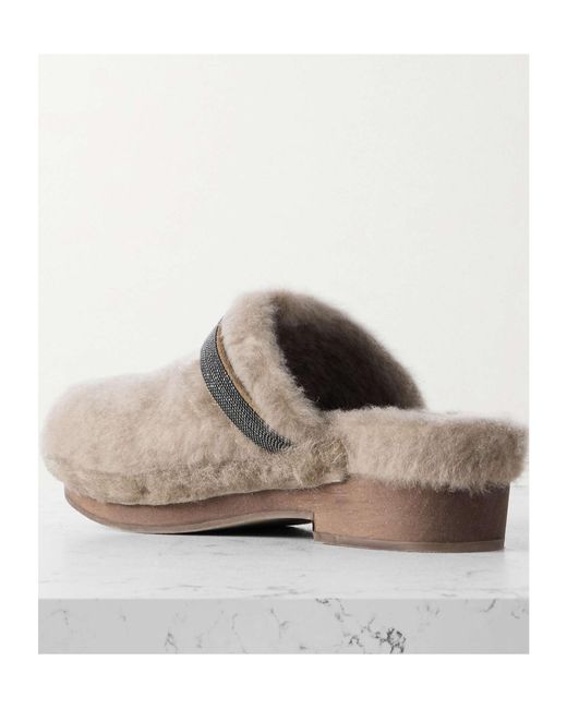 Brunello Cucinelli Brown Beaded Muller Shoes