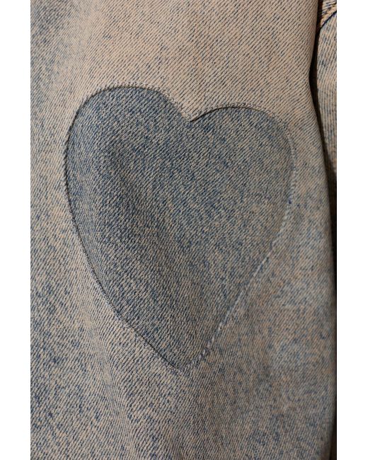 Moschino Gray Heart Detail Denim Shirt
