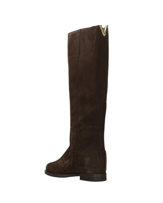 Via Roma 15 Brown Round-Toe Tall Boots