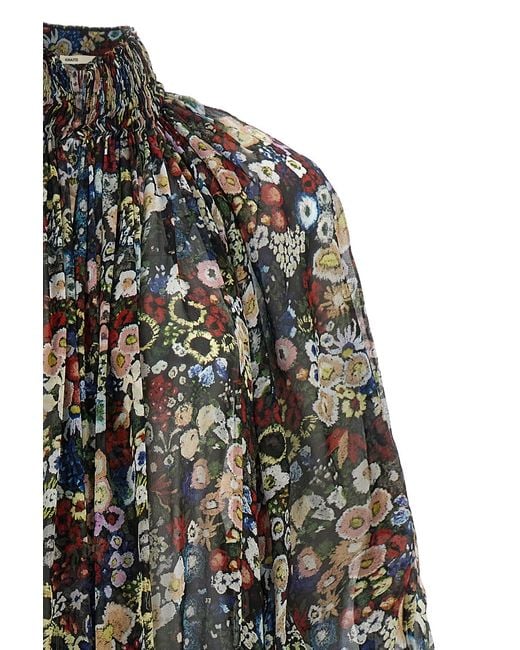 Khaite Black Edgar Floral-Print High-Neck Dress