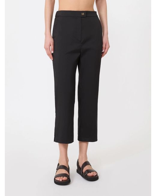 Max Mara Black Logo Plaque Cropped Pants