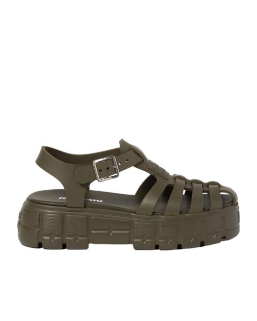 Miu Miu Green Eva Platform Cage Sandals