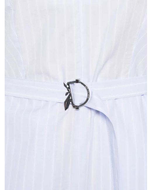 Patrizia Pepe White Striped Belted Midi Dress