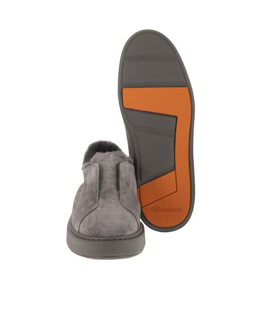 Santoni Gray Victory Slip-On Sneakers
