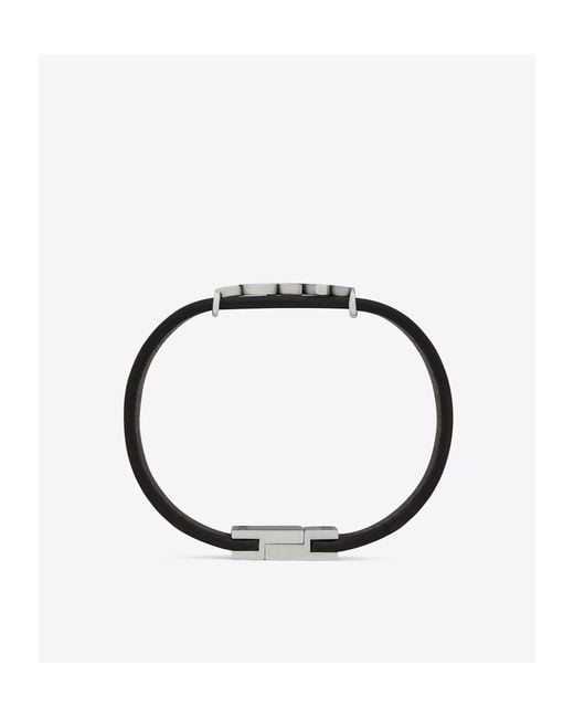 Saint Laurent White Cassandre Logo Plaque Bracelet for men