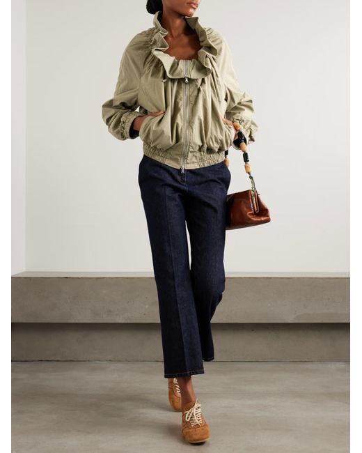 Dries Van Noten Natural Voly Ruffled Neck Jacket