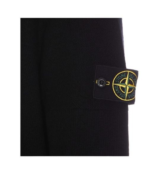 Stone Island Black Compass-Motif Wool-Blend Jumper for men