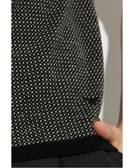 Emporio Armani Black Short-Sleeve Patterned Pullover for men