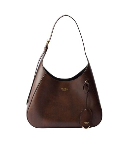 Prada Brown Curved Hobo Shoulder Bag