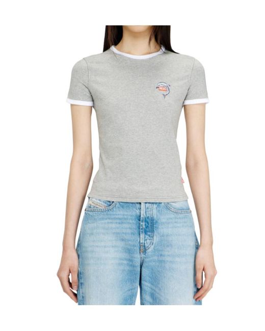 DIESEL Gray T-Uncuties-Long-S13 Ringer Dolphin-Motif T-Shirt