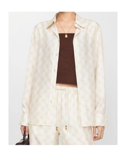 Burberry White Classic Fit Knight Checkerboard Silk Shirt