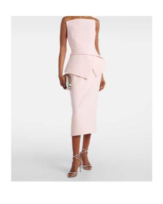Safiyaa Pink Belted Crêpe Midi Dress