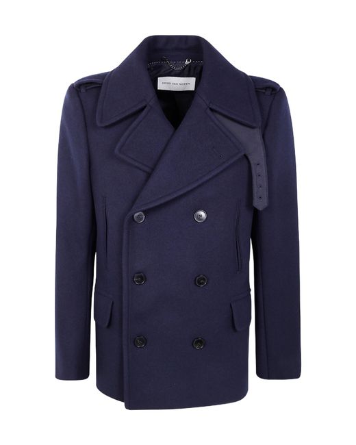 Dries Van Noten Blue Double-Breasted Rafaell Peacoat for men