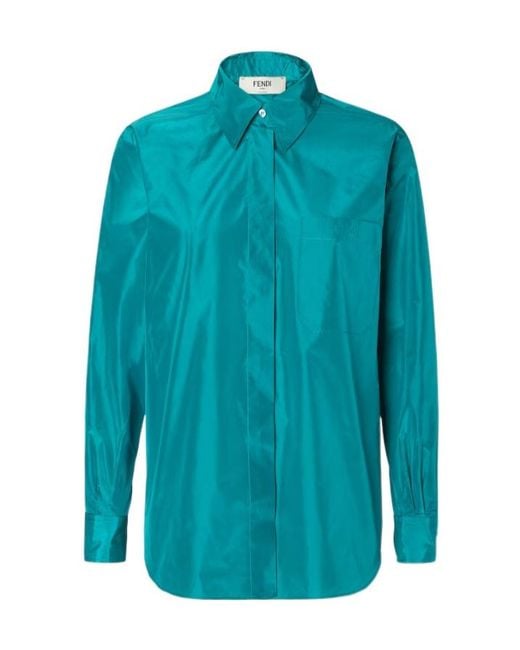 Fendi Blue Long Sleeved Oversized Shirt