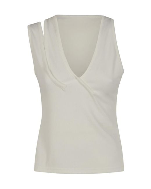 Christopher Esber Gray Asymmetric Ribbed Tank Top