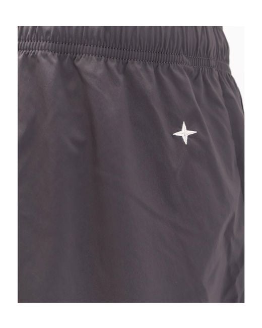 Stone Island Gray Logo Printed Elasticated Waistband Shorts for men